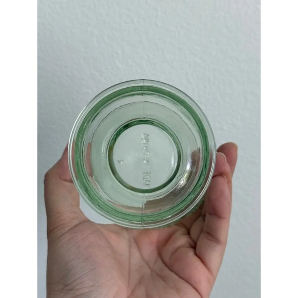 Vintage Green Glass Hyacinth Bulb Forcing Vase Embossed Floral Cottagecore Motif